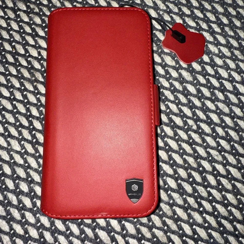 WENSELLE Luxury Red Leather Wallet Phone Case with MagSafe & Card Slots